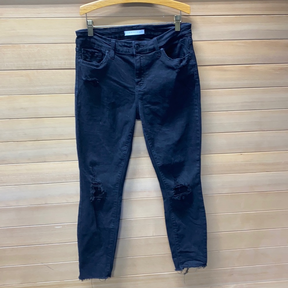 enunina Black Distressed/Ripped Skinny Cropped Jeans Size 11